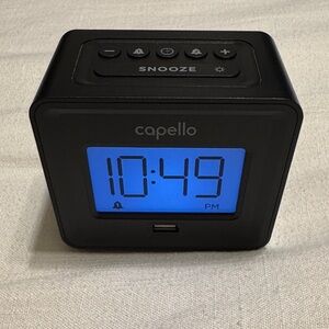 ⏰ Capello Black Digital Alarm Clock with USB Port